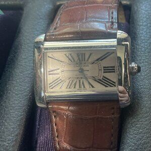 Cartier Vintage Watch w/ Brown Leather Strap Excellent Condition